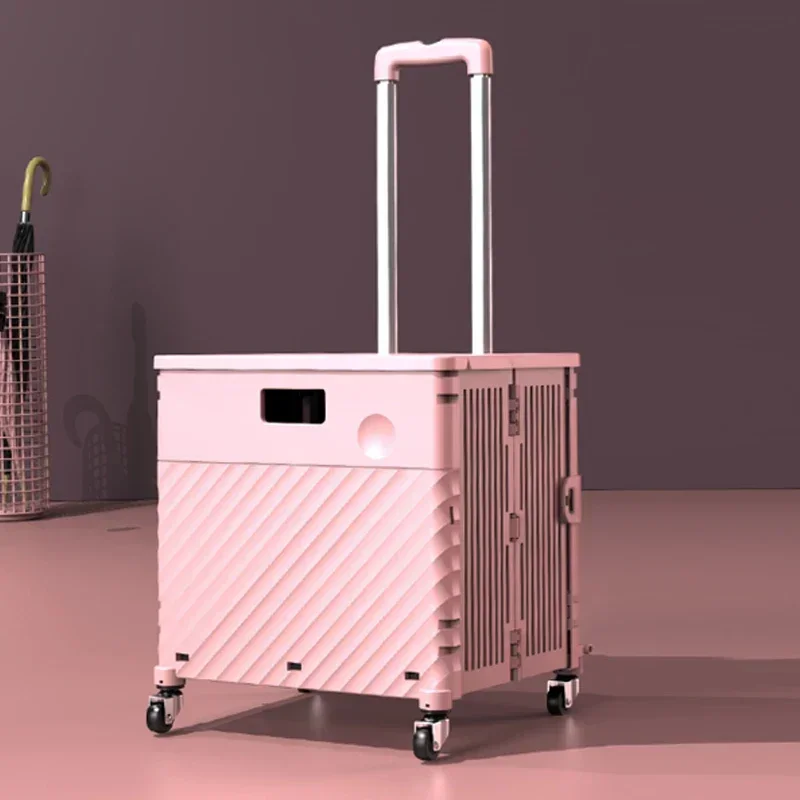 Carrito de compras pequeño de 65L, carrito de compras plegable para llevar, carrito exprés, barra de tracción, remolque portátil, artefacto de escalada