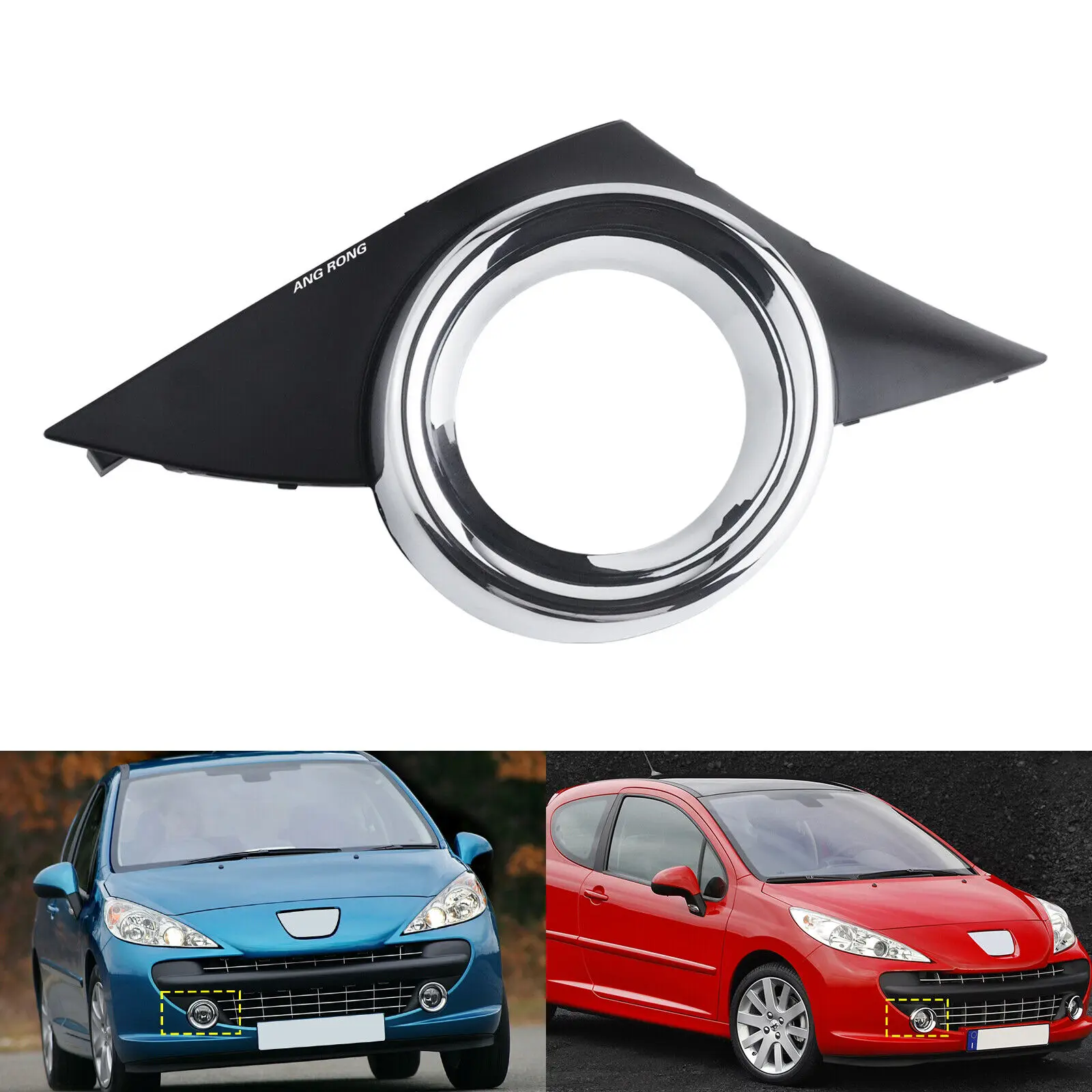 

ANGRONG для 2006-09 Peugeot 207 Sport, передний бампер, противотуманная фара, нижняя решетка объемного звучания, правая