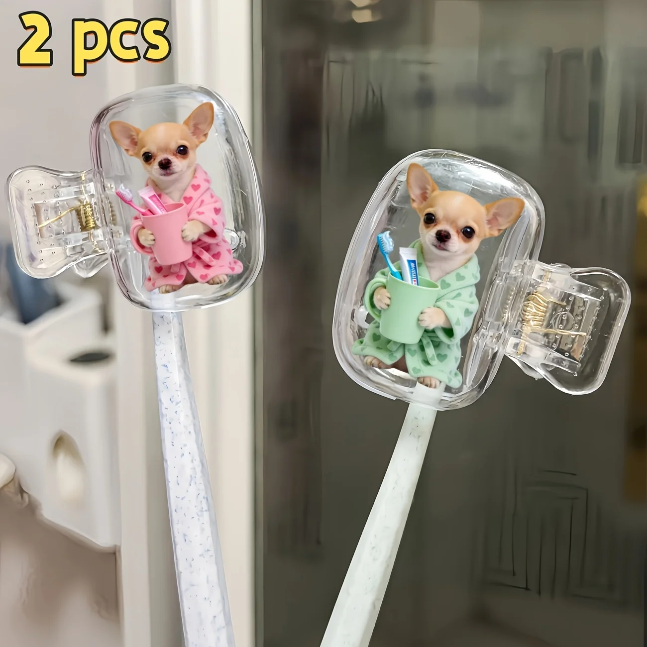 2pcs Chihuahuas Portable Dustproof Odorless Toothbrush Case Suitable for Various Sizes of Travel Kits with Ventilation Holes