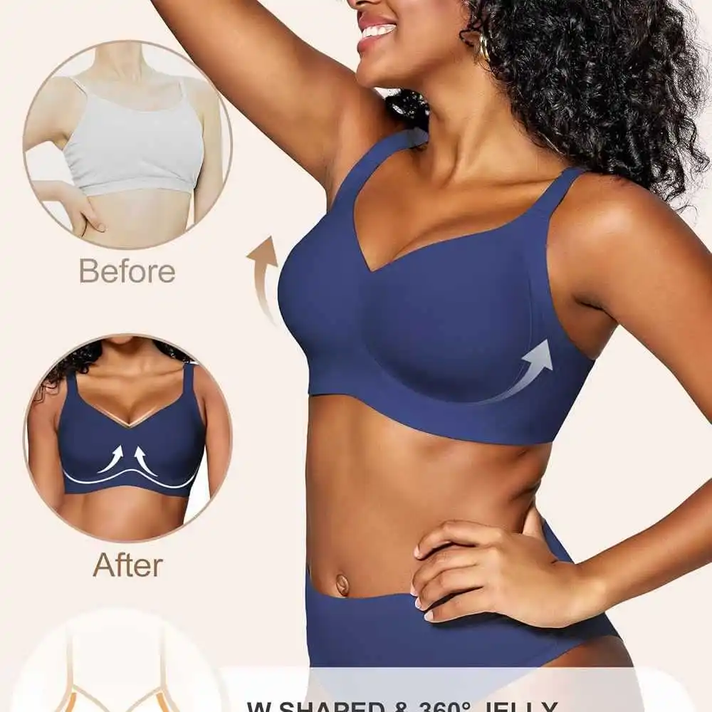 Women's Seamless Wire-free Bra Soft Support Thin Molded Full Cup Bra Breathable and Comfortable Daily Push Up Bra - view 2