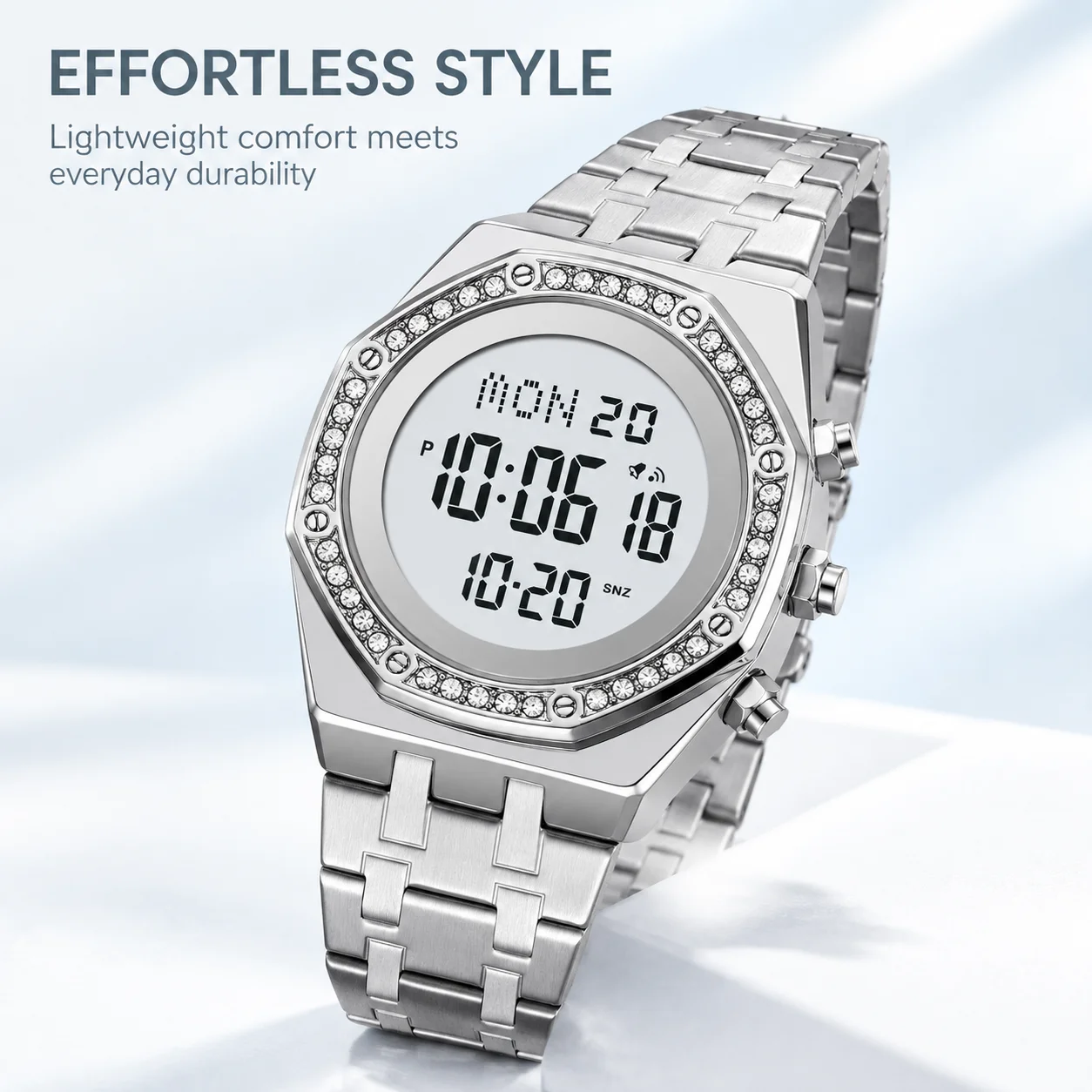 SKMEI 2480 Women Digital Watches 30M Waterproof Female Watch 2Time Fashion Clock Chrono Stopwatch EL For Daily Wear Office Party