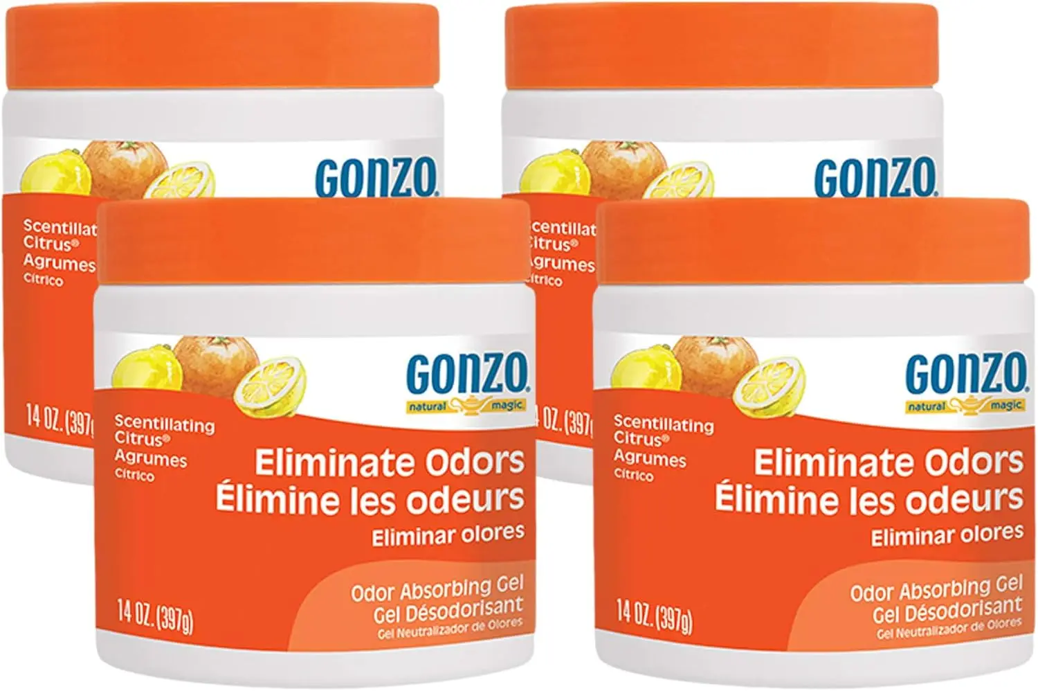

Scented Citrus Gel, 14 oz Jar, Pack of 4, Fresh Fragrance Absorber