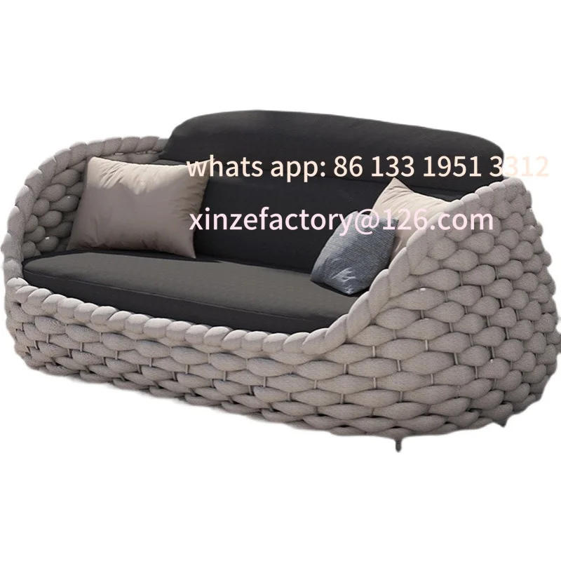 أريكة الروطان القابلة للتخصيص كرسي الروطان طاولة القهوة مزيج فيلا غرفة المعيشة في الهواء الطلق شرفة شرفة الأثاث الترفيهي أريكة