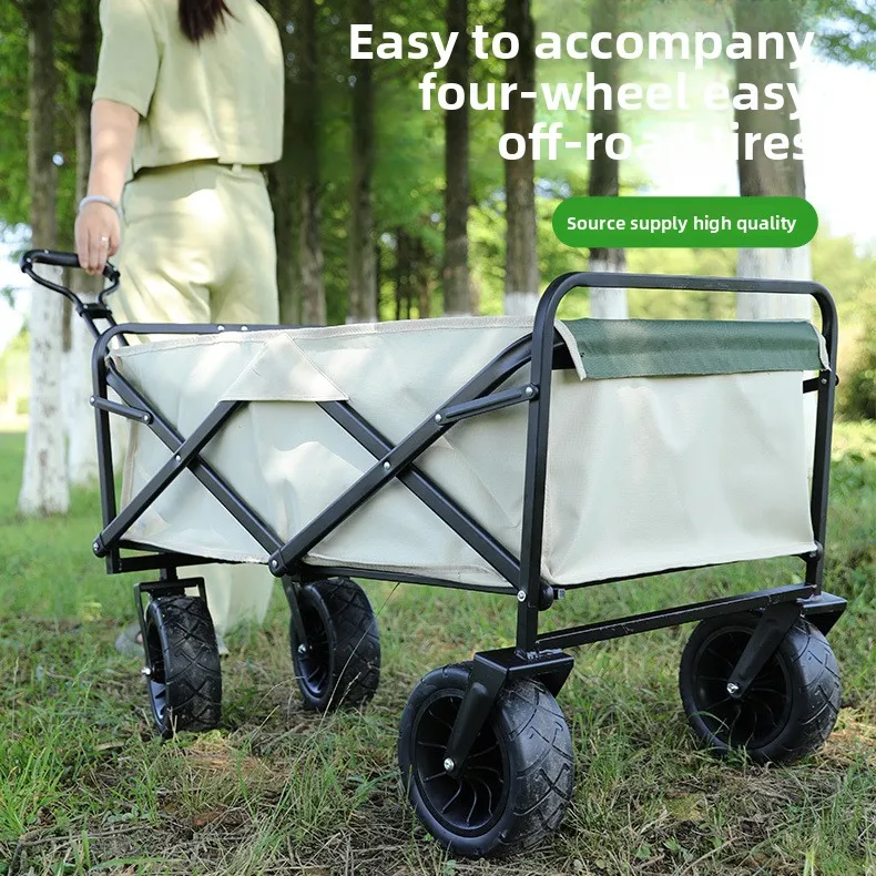 

New Outdoor Camper, Folding Camping Small Trailer Camp Trolley, Lightweight Folding Simple Trolley
