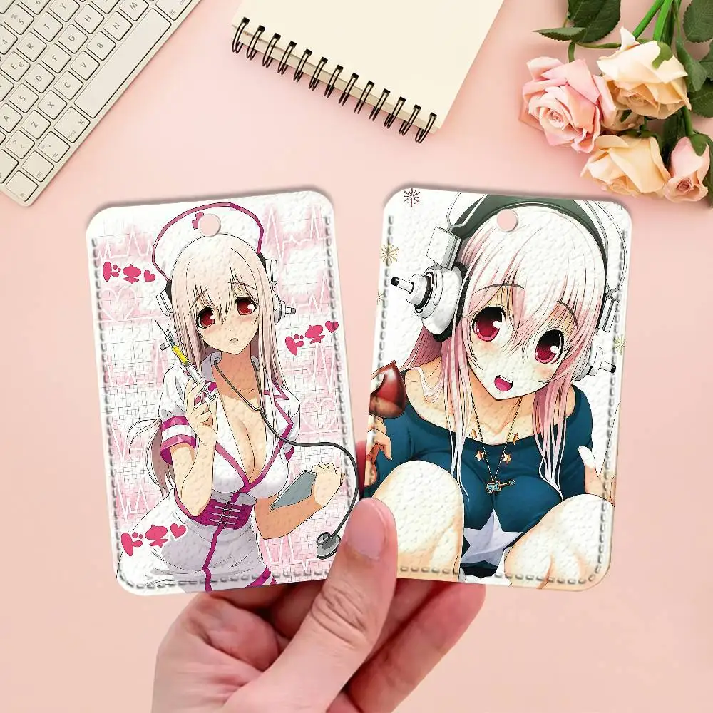 Cute S-Super S-Sonico Cute Cartoon Card Keychain Anime Fashion Pendant Bag ID Door Card Case Bus Card