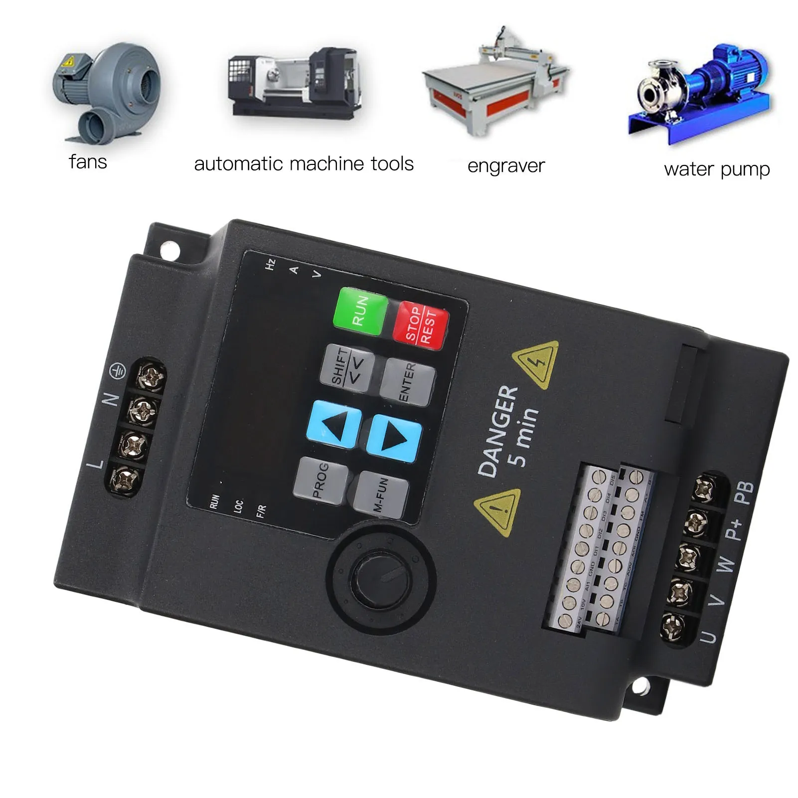 Frequency Converter 3 Phase AC0-220V Output Small Size Multi Modes Strong Load Capacity 0.75KW Motor Controller for Water Pump
