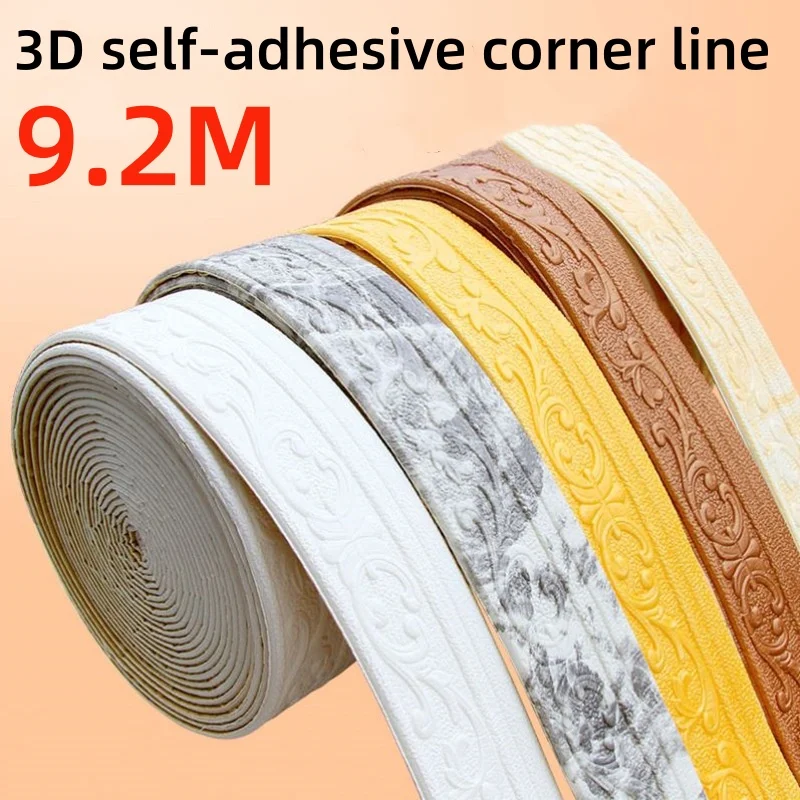 Self-adhesive Skirting Decor Line Home Wall Anticollision Molding Line 3D Carving Wall Sticker Corner Line Wall Trim Edge Strip