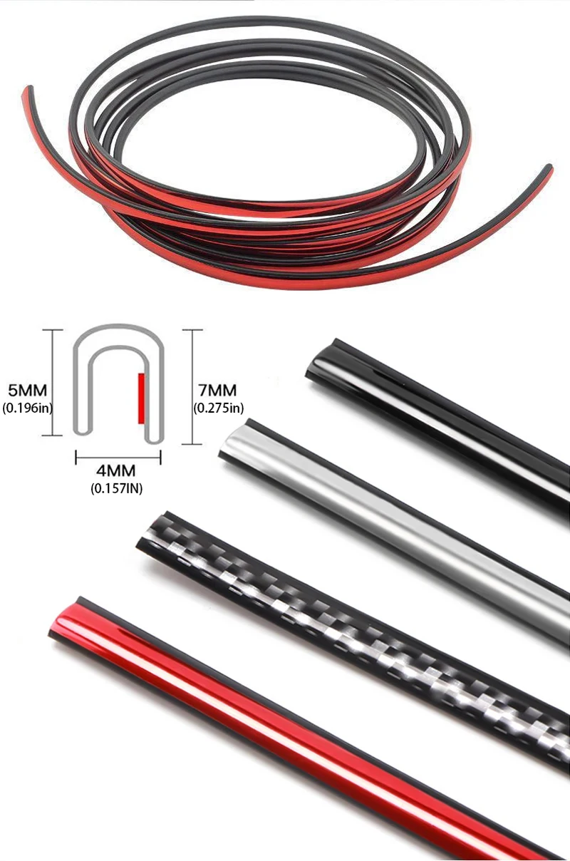 2/5/10M Auto Tür Rand Scratch Protector DIY Trim Streifen Schutz Abdeckung Streifen Rolle Chrom Styling form Trim Streifen – Detail 4