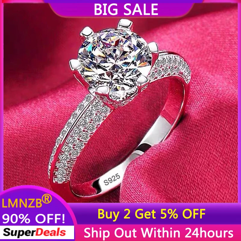 

100% Original 925 Sterling Silver Ring 1 Carat Zirconia Diamant Ring Engagement Wedding Band Women Anniversary Gift Jewelry