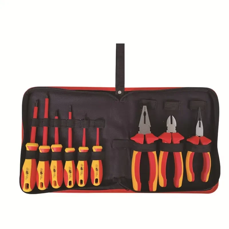 S670A-9 SFREYA VDE 1000V Insulated Insulation Tools case Double Color 9pcs Screwdriver and Pliers Set Kit