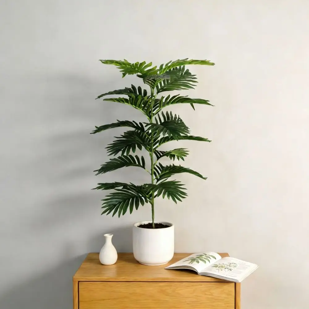 Grüner Künstlicher Ficus-Baum in Übergröße mit 23 Blättern, Große Künstliche Ficus-Palmblätter, Monstera-Baumzweig – Detail 6