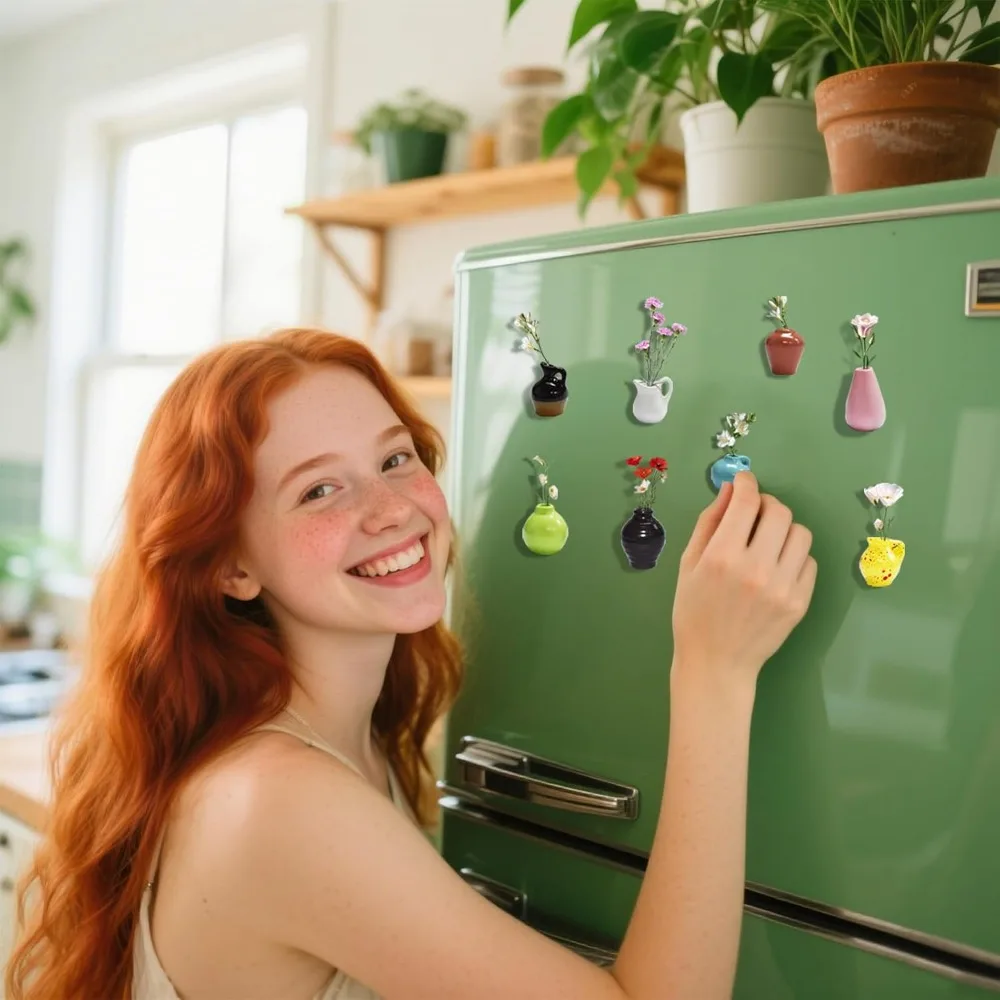 

Mini vase magnet, kitchen refrigerator mini plant magnetic vase