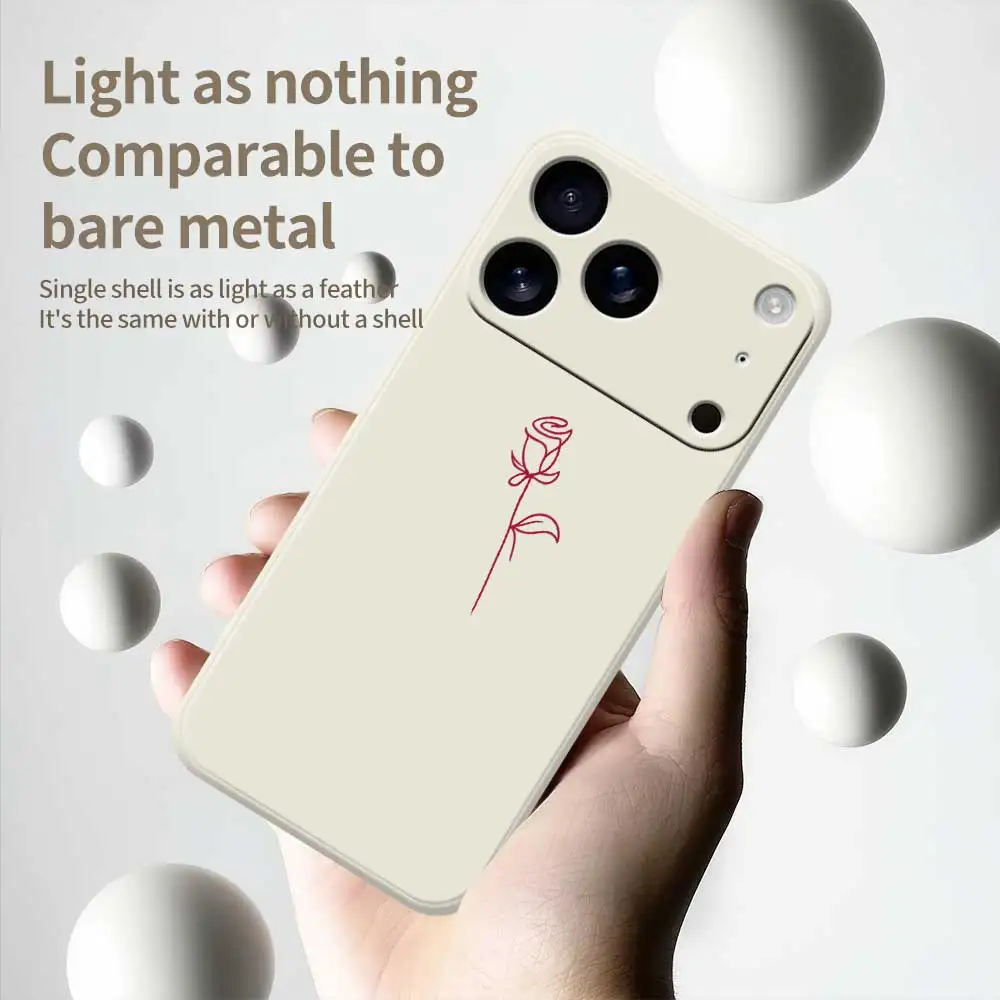 シンプルなバラ柄のiPhoneケース iPhone 17 Pro Max、17 Air、16、15、14、13、12、11 Pro Max、XS Max、7、8 Plus、16e、16、15 Plus対応 TPUカバー