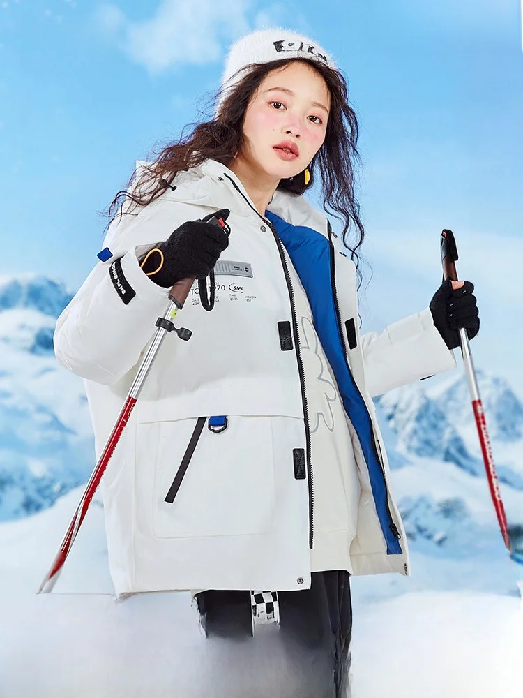 

Snow Flng ort Hooded down Jaet Tech Protective Comfortable Women's Autumn Winter New Sle Du down Workwear Coat