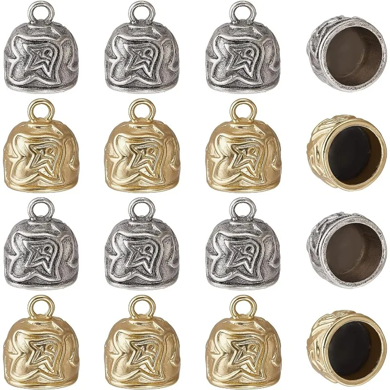 

16 шт., 2 цвета, металлические наконечники для шнура, наконечники в тибетском стиле с петлей, золотистые, серебряные кисточки, колпачки для изготовления ювелирных изделий, поделок своими руками