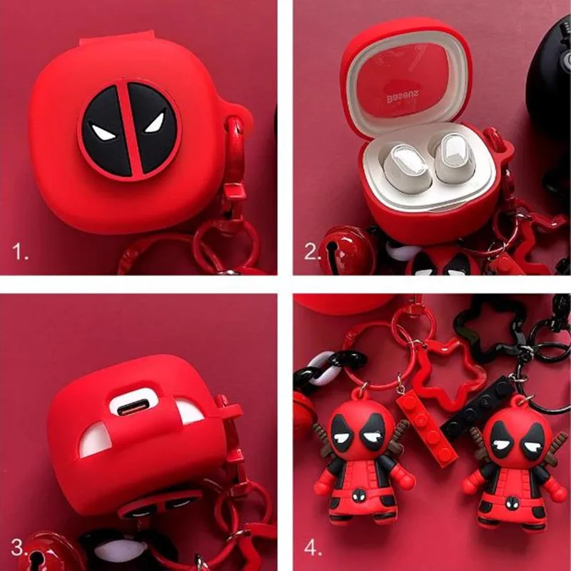 Marvel Deadpool Earphone Case for Baseus WM01/WM01 Plus/WM02/ WM02+ Silicone Wireless Earbuds Protector Cover With Keychain