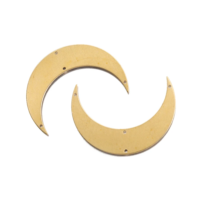 6pcs Raw Brass 34x46mm Large Crescent Moon Connector Pendant Stamping Charms For DIY Earrings Necklace Jewelry Making Crafts