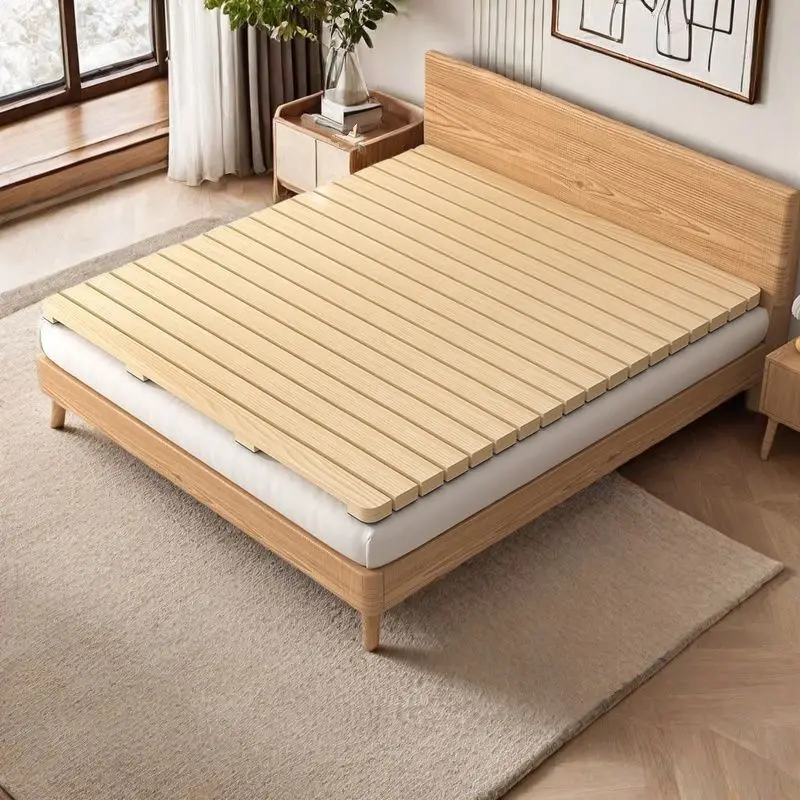 لوح سرير قابل للطي من الخشب الصلب إطار سرير من حصير التاتامي مرتبة هيكلية يابانية قابلة للتنفس ومقاومة للرطوبة قطعة أثرية من خشب الصنوبر قابلة للطي #2