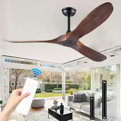 60 Inch High Air Volume Ceiling Fan, Industrial ABS Ventilation Fan, Unlit Remote Control Decorative Fan, Retro Silent Large Fan