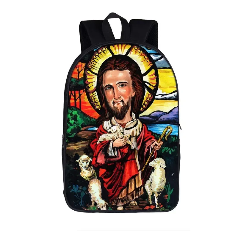 Vintage Jesus bunte Malerei Rucksack Frauen Männer lässig Reisetaschen Teenager Kinder Schult aschen Studenten Laptop Rucksack