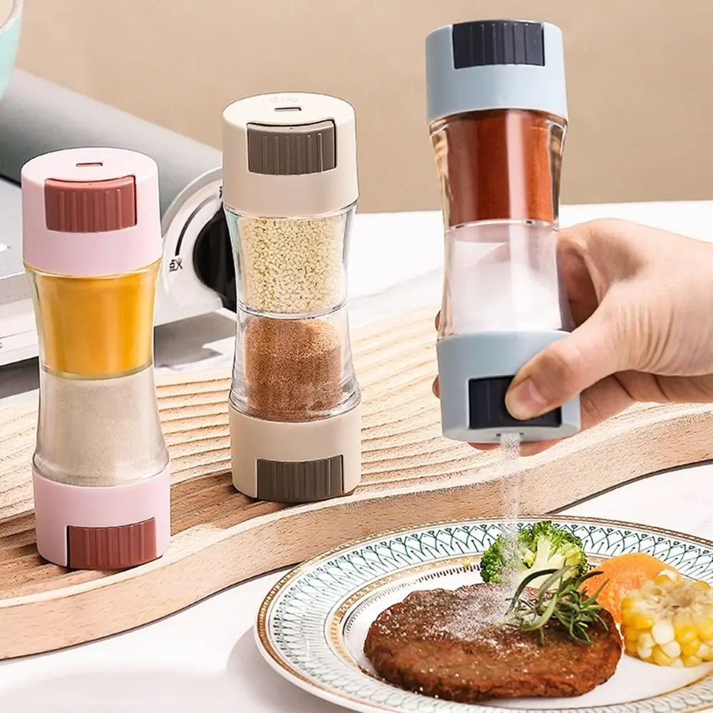 0.5g Quantitative Sprinkle Salt Tool Double-headed Press Type Condiment Container Glass Large Capacity Seasoning Sugar Bottle