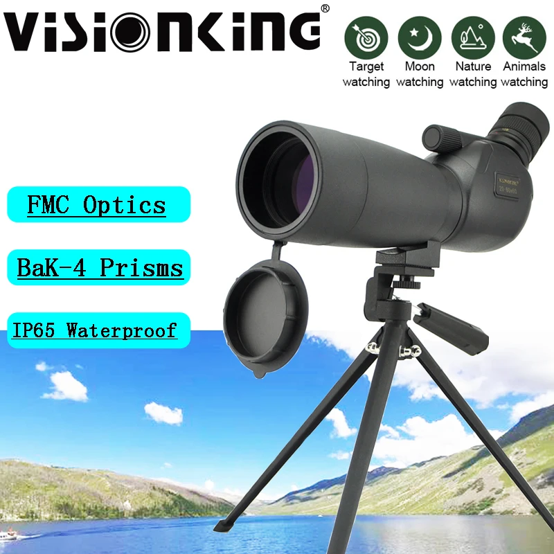 Visionking 20-60x60 Monocular Spotting Scope Zoom Bak4 FMC IP65 Waterproof Powerful Telescope W/Tripod For Camping Birdwatching