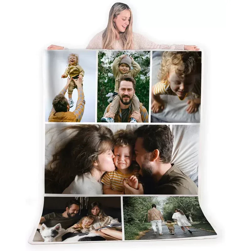 

Custom Personalized Blanket with Photos Customized Valentines Day Gifts for Couple Girlfriend Boyfriend Her Him Wife Husband