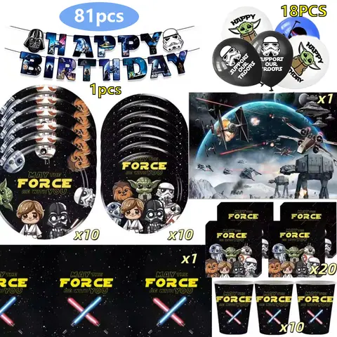 Stars Wars Party Supplies Tableware Set Plate Cup Napkin Tablecloth For Baby Shower Theme Party Kids Birthday Party Decoration