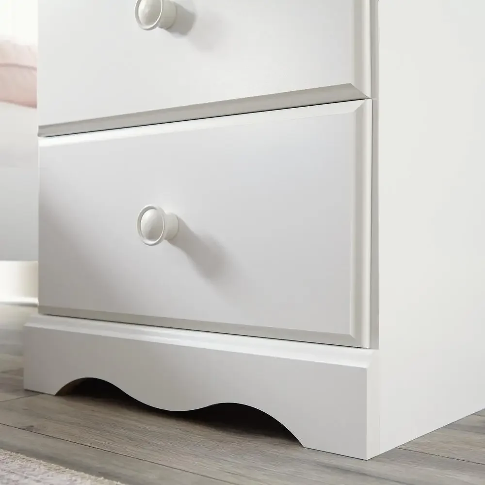 Nightstand 2 Drawers Soft White Finish Storybook Collection Bedroom Storage Shelf