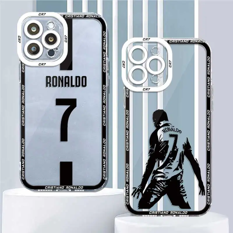 Clear Phone Case For 15 14 13 12 11 Pro Max Mini XR XS Max SE X XS 7 8 6 6S Plus Angel Eyes Shell Mr Football CR7-Ronaldo