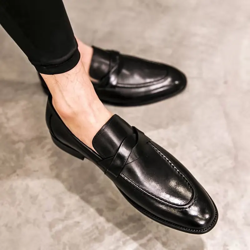 Formal Shoes Men Leather Office Shoes Men Classic Brown Dress Loafers Black Men Elegant Shoes Luxury Chaussure Homme