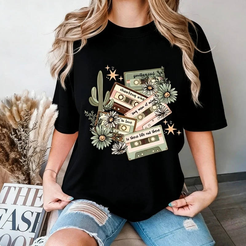 

80s Vintage Cassette T-Shirt Retro Woman Shirt Retro Cassettes Shirt Western 90s Country Music T-Shirt American Rodeo T-Shirt