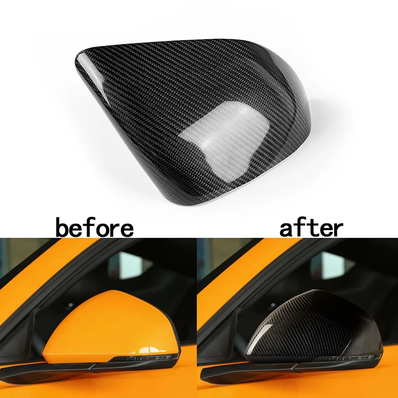 

1 Pair Carbon Fiber Car Side Wing Rearview Mirror Case Shell For Mustang 2015-2019 Replacement Side Mirror Caps European Version