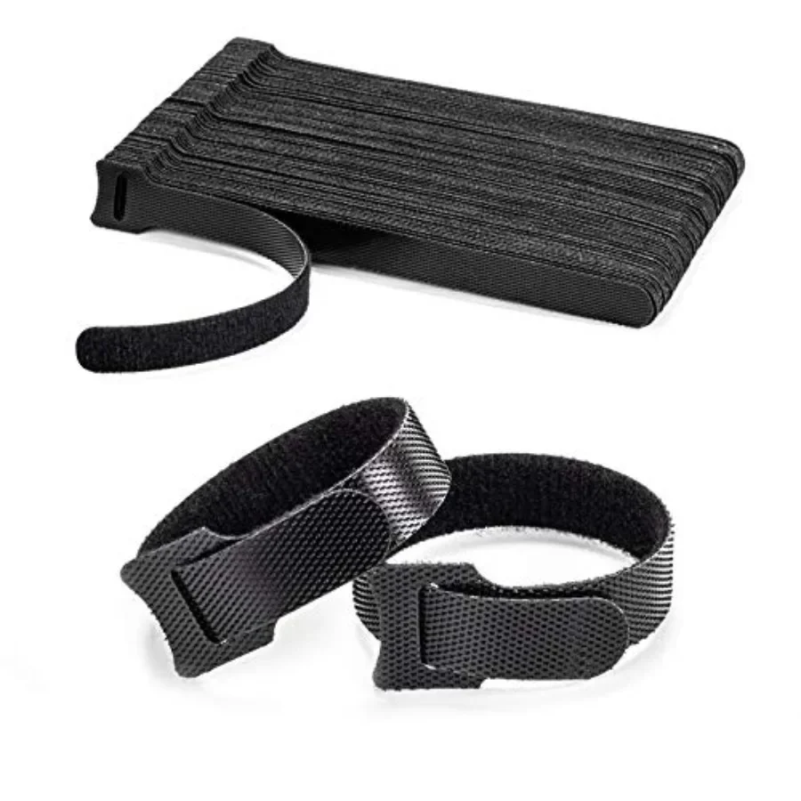 80PCS Reusable Cable Ties, Black Adjustable 6-Inch Cord Organizer Ties, Multi-purpose Hook Loop Cable Management Wire Ties for