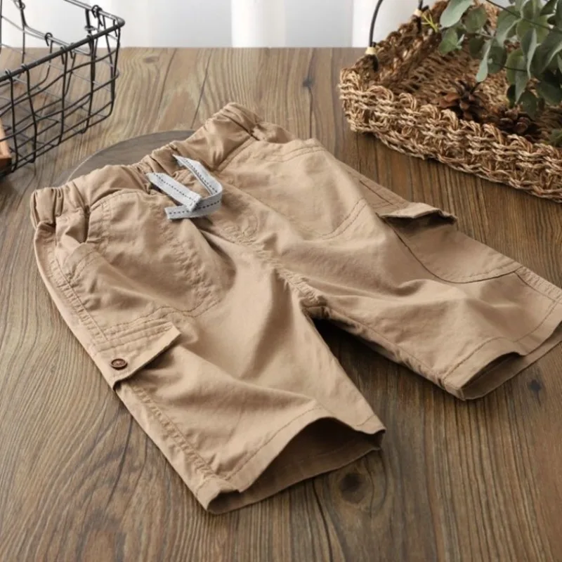 Boys' Summer Soft Stylish Comfortable Breathable Lightweight Pure Cotton Casual Loose Five-point Shorts