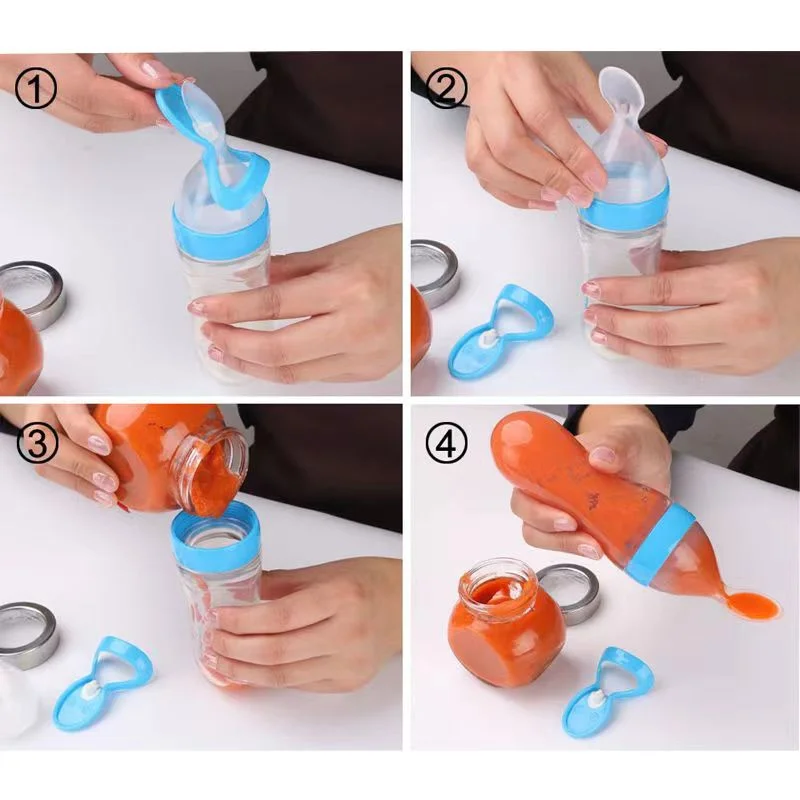 Multifunctional Baby Rice Paste Spoon, Squeeze Feeding Spoon, Spill-proof, Baby Complementary Feeding Godsend