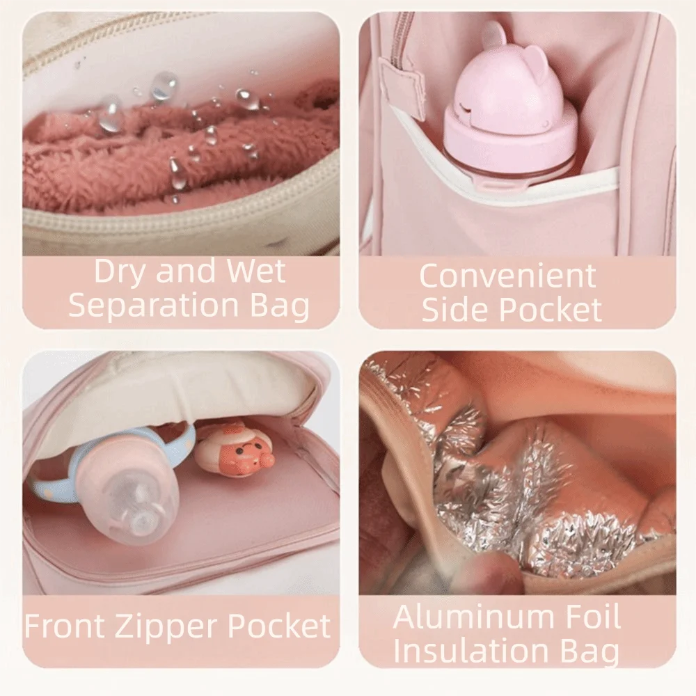 Bolsa de pañales de estilo coreano, mochila duradera, impermeable, bolsa de maternidad resistente al desgaste, bolsa de mamá de gran capacidad, uso de viaje
