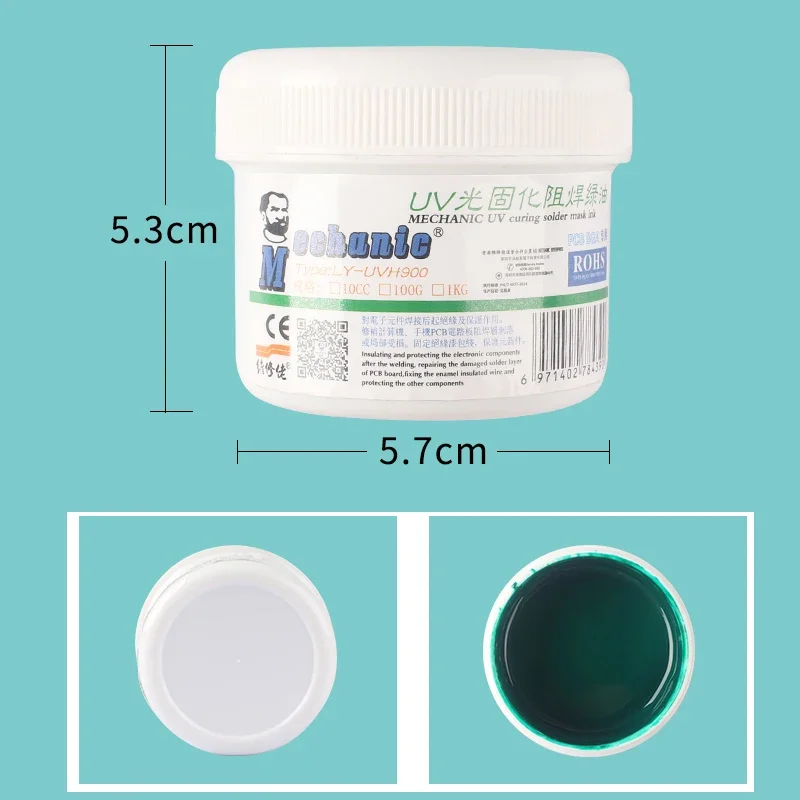 Mecánico 100g PCB UV tintas fotosensibles verde flujo de aceite soldadura curable resistente tinta BGA máscara placa de circuito protección de aislamiento