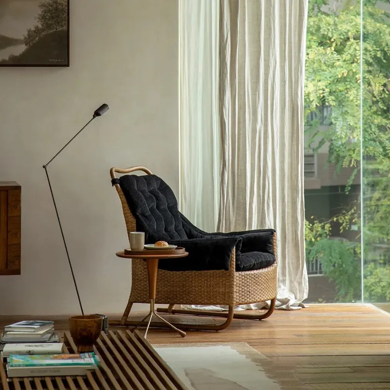 Retro wind rattan art lazy sofa single chair