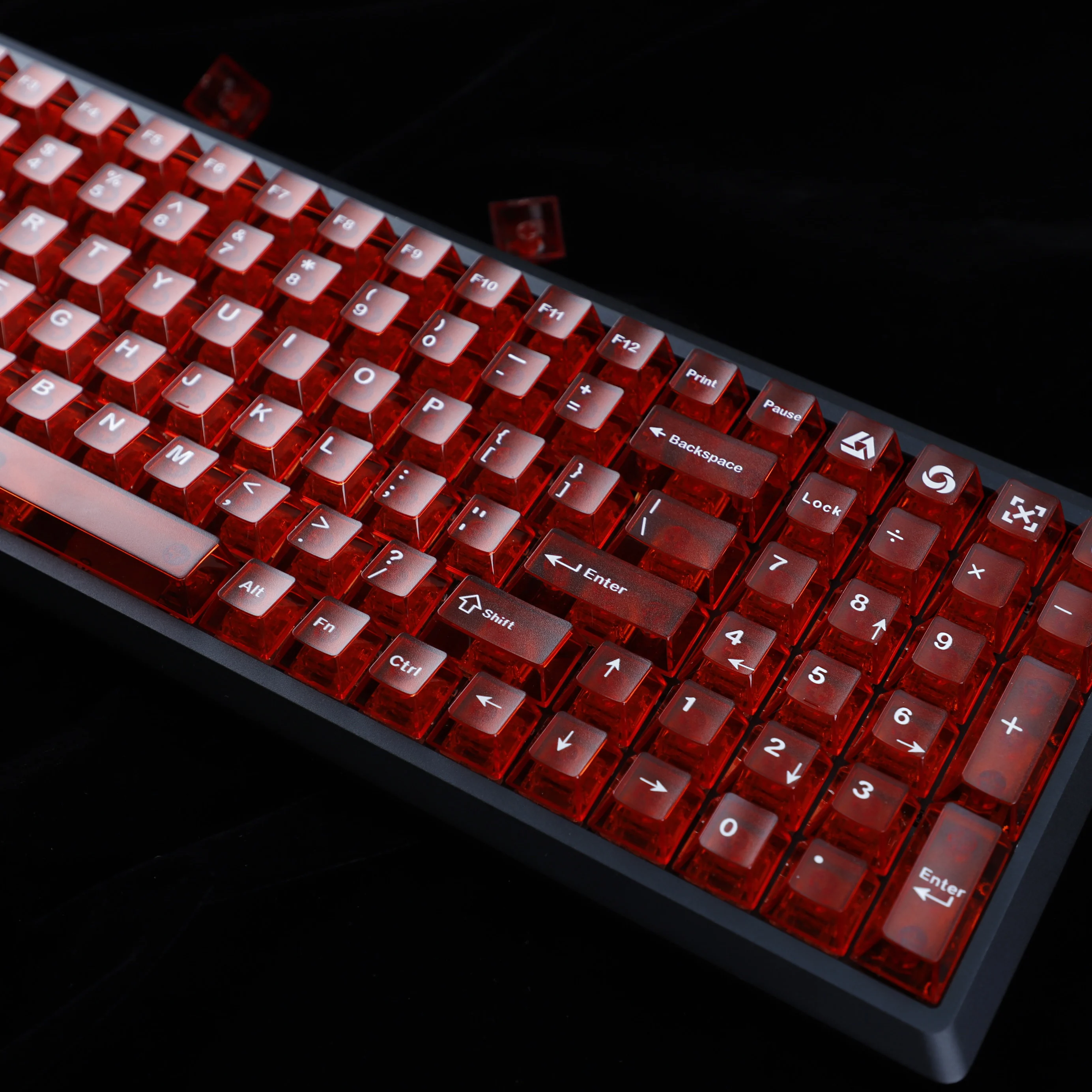 YMDK 132 Keys PC Cherry Profile Red Purple Green Transparent Shine Through Frosted Keycaps for MX Mechanical Keyboards Wooting