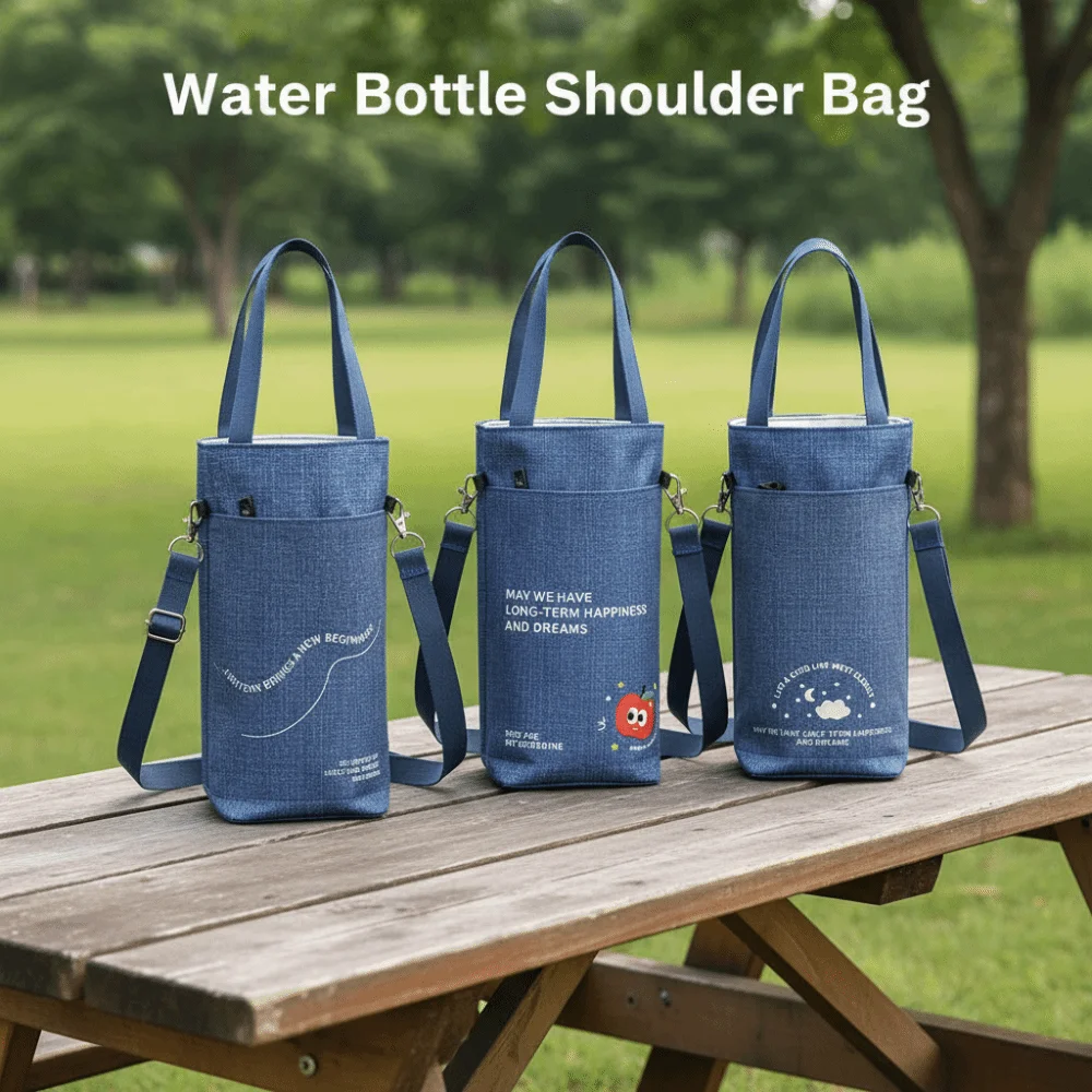 Portable Water Bottle Shoulder Bag Hands-Free Creative Milk Tea Tote Bag Universal Oxford Cloth Thermos Cup Carrier Bag