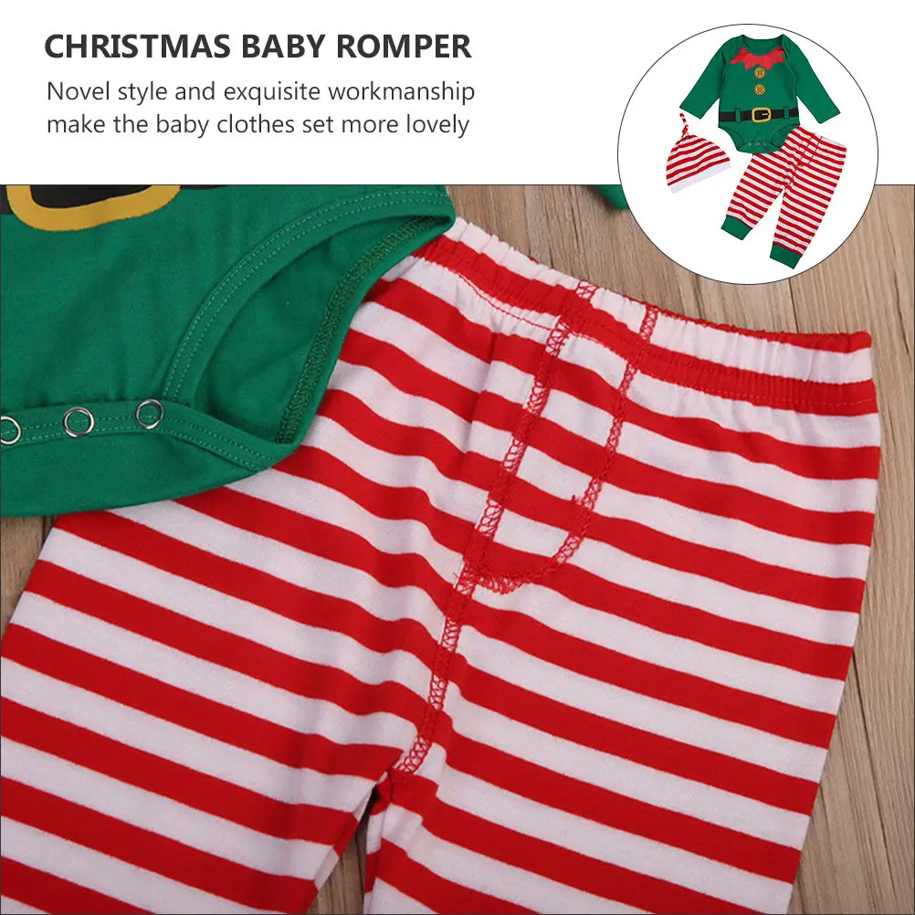 

3Pcs Baby Romper Set Cotton Long Sleeve Christmas Jumpsuits Infant Coverall Newborn Clothes Photo Outfit Christmas Baby Romper