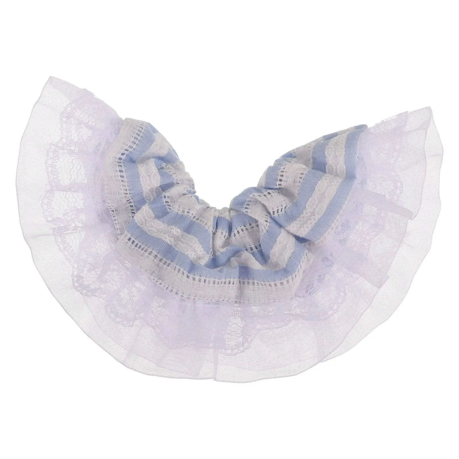 Blue Striped Lace Hair Scrunchie Soft Stretchy Korean Style Hair Band for Women Ponytail Holder Scrunchies Hairbands