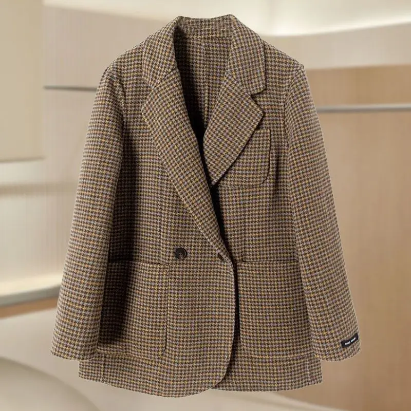 

Thousand-bird pattern small suit, all-wool double-sided woolen overcoat for winter wear