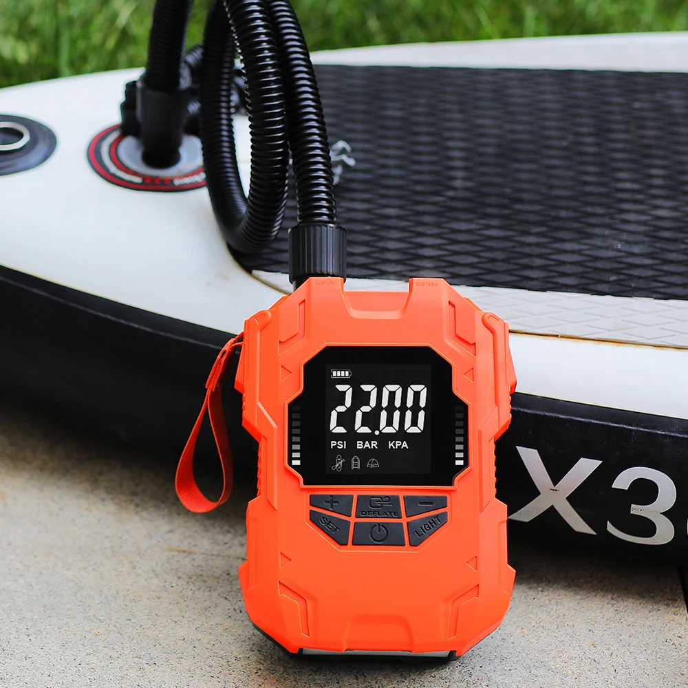

DC12v Lightweight Portable Electric Air Pump Inflator Rechargeable SUP Pump for Stand-Up Paddleboarding Offshore Waters