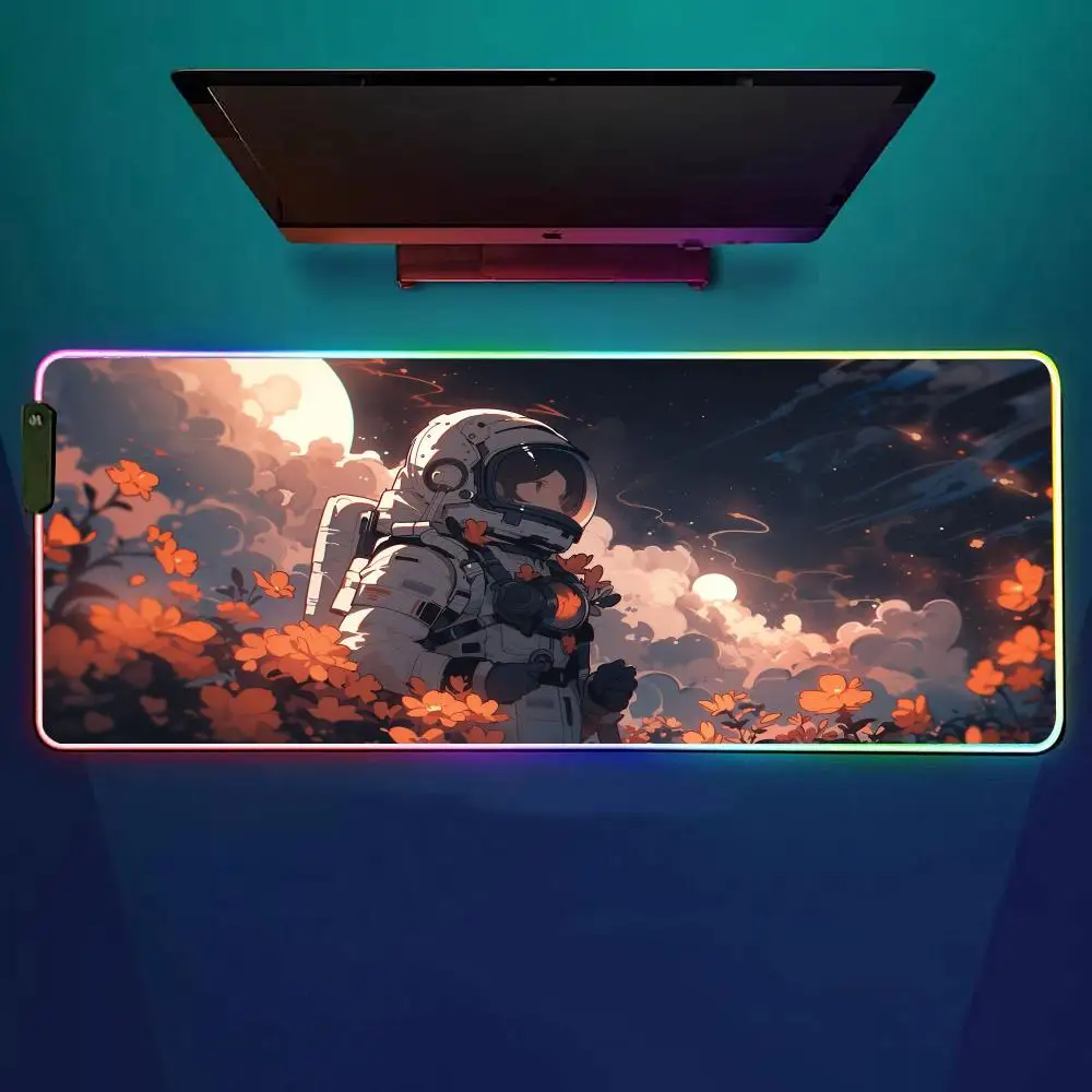 

Sci-fi Astronaut Mouse Pad RGB Gaming Mouse Pad Desk Mat HD Gamer Large LED Light XXL MousePads