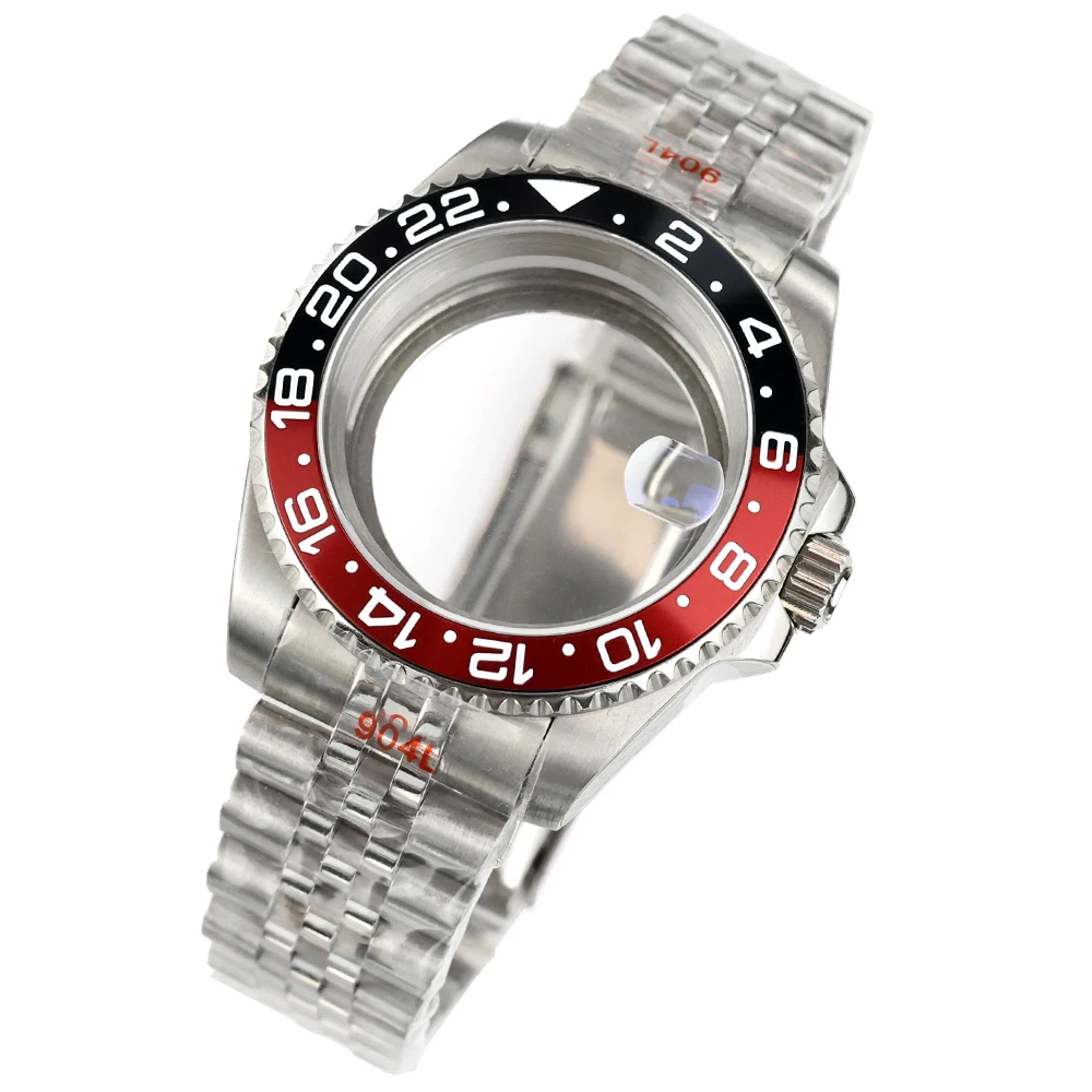 

NH35 40mm Watch Case Jubilee Bracelet Stainless Steel Fit Seiko NH34 NH35 NH36 NH38 Movement 28.5mm Dial Sapphire Glass GMT Case