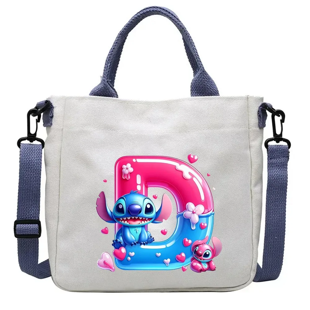 Disney stitch letter Print Crossbody Bags for Women Cartoon Tote Bag Canvas Handbag Shoulder Bag Large Capacity Messenger Pouch