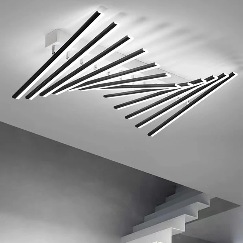 Modern LED Suitable for Living Room Pendant Lights With Remote Control Indoor Bedroom Office Lighting Long Strip Ceiling Lights