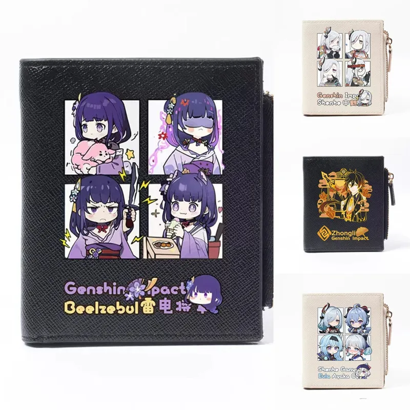 

Anime Genshin Impact Kaedehara Kazuha Cute Coin Purse HU TAO SHENHE Cartoon Folding Wallet For Men Women Short Game Wallets Gift